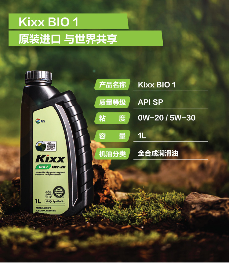 GS (Kixx) 凱升 BIO1 全合成機油 0W-20 SP級 100%植物基基礎(chǔ)油 1L-第4張圖片-鄭州市冠恒貿(mào)易有限公司【官方網(wǎng)站】-車用潤滑油服務(wù)專家