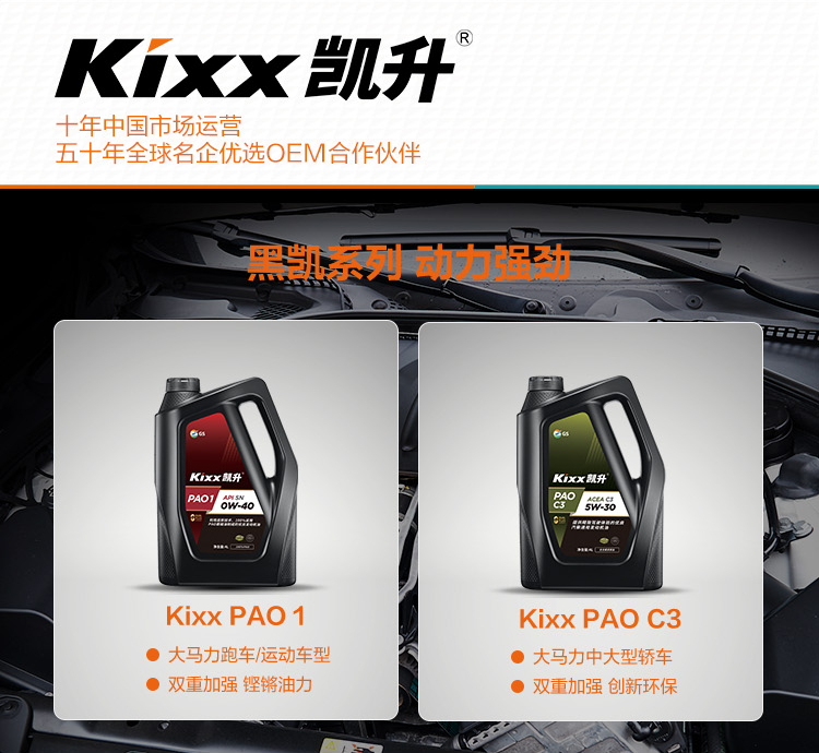 GS (Kixx) 凱升PAO全合成機(jī)油 5W-40 A3B4級(jí) 黑凱系列 4L-第9張圖片-鄭州市冠恒貿(mào)易有限公司【官方網(wǎng)站】-車用潤(rùn)滑油服務(wù)專家